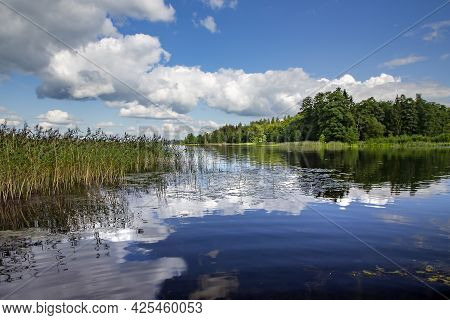 Clean And Large Aluksnes Lake In The Aluksne Region Of Latvia. The Eleventh Largest Lake In Latvia. 