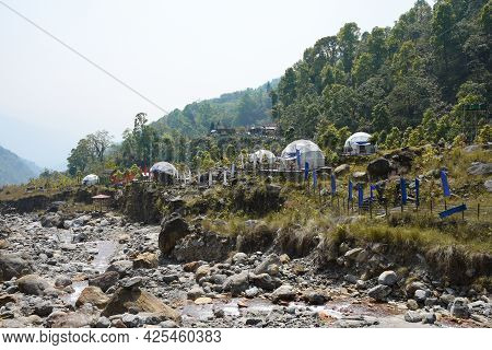 Himalyan Rivulet,boulders, Igloo Home Stay And Green Forest.