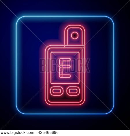 Glowing Neon Light Meter Icon Isolated On Black Background. Hand Luxmeter. Exposure Meter - A Device