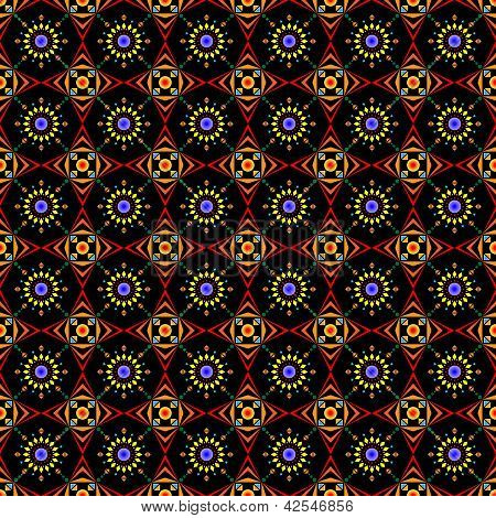 Pattern Sun And Stars In Black Background