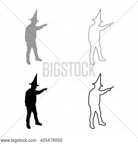 Wizard Holds Magic Wand Trick Waving Sorcery Concept Magician Sorcerer Fantasy Person Warlock Man In