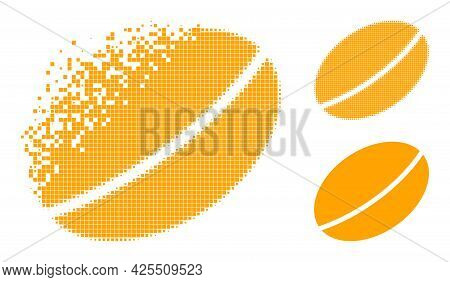 Dissolving Pixelated Wheet Seed Icon With Halftone Version. Vector Destruction Effect For Wheet Seed