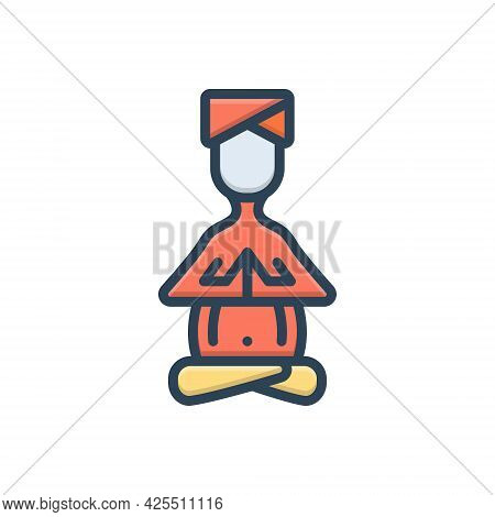 Color Illustration Icon For Position Summation Person Yoga