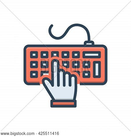 Color Illustration Icon For Keypress Button Keyboard Computer Hardware Technology Touch