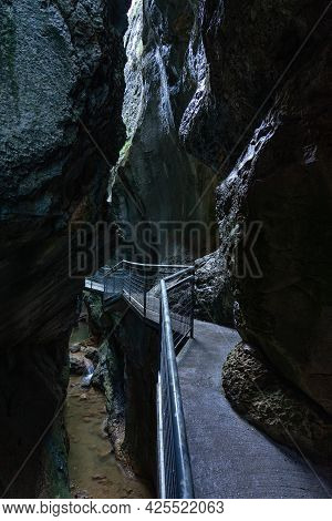View Of The Yecla Gorge And Its Walkway In Burgos, Spain