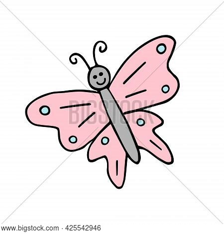 Vector Hand Drawn Doodle Sketch Colored Butterfly Butter Fly Isolated On White Background