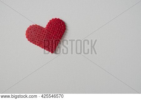 Thermo Mosaic Ready-made Figurines In The Form Heart Red On White Background