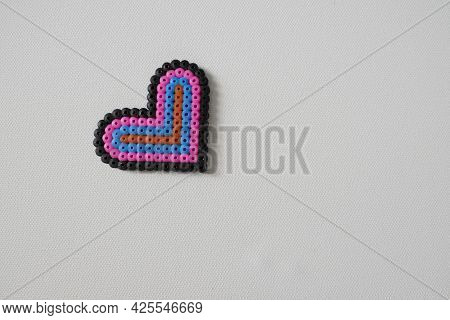 Thermo Mosaic Ready-made Figurines In The Form Heart Colorful On White Background
