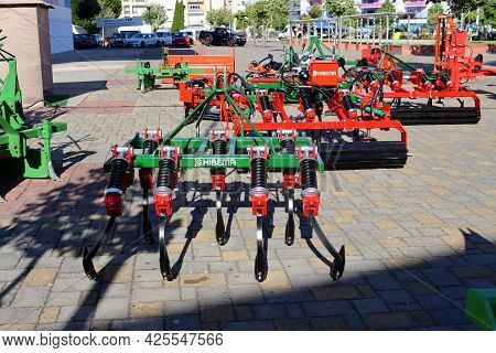 Torres Vedras, Portugal - June 2021: Hibema Vibro Cultivator At The Agricultural Machinery Fair.