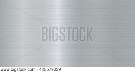 Seamless Brushed Metal Texture. Vector Steel Background With Scratches.