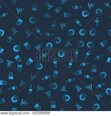 Set Campfire, Torch Flame, Donut And Benjamin Franklin On Seamless Pattern. Vector