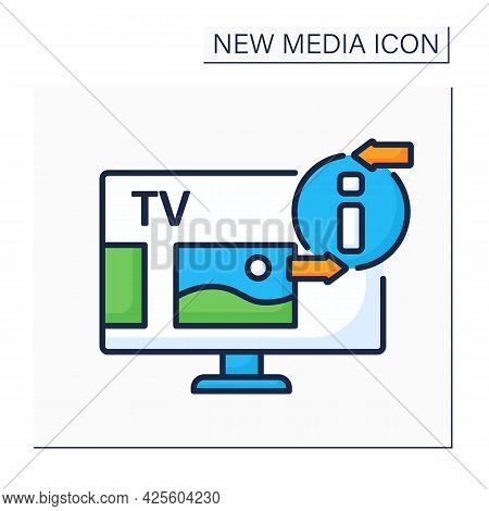 Television Color Icon. Telecommunication Medium. Transmitting Moving Images, Video, Tv Shows, News. 