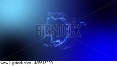 Glowing blue and white bundle of lively electrical current moving on blue background. energy, nature, electricity, light and movement concept, digitally generated image.