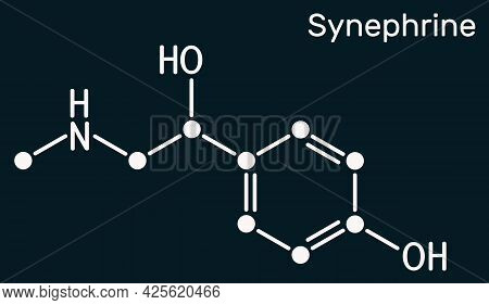 Synephrine, P-synephrine Molecule. It Is Phenethylamine Alkaloid. Skeletal Chemical Formula On The D