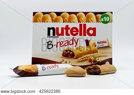 Bologna - Italy - June 22, 2021: Nutella Ferrero B-ready Snack With Hazelnut Chocolate. Nutella Is A