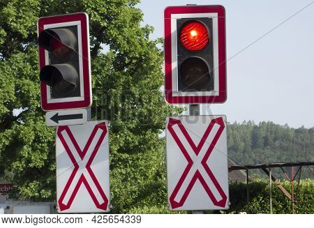 Railroad Crossing In Train Traffic