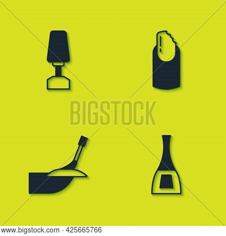 Set Milling Cutter For Manicure, Bottle Of Nail Polish, Manicure And Broken Icon. Vector
