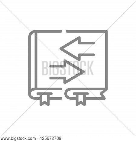 Bookcrossing Line Icon. Share Library, Books Swap Symbol