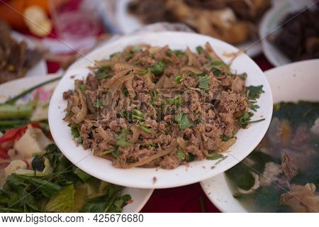 Background Picture Of Traditional Food From Laos Rural Village Phongsali, Laos.