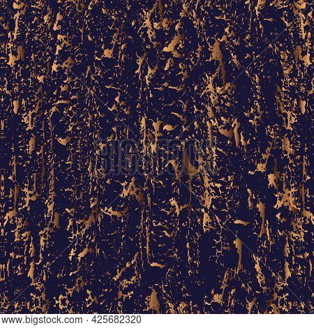 Natural Seamless Abstract Craquelure Surface Pattern With Rich Texture In Dusty Gold And Deep Navy B