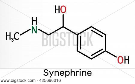 Synephrine, P-synephrine Molecule. It Is Phenethylamine Alkaloid. Skeletal Chemical Formula. Illustr