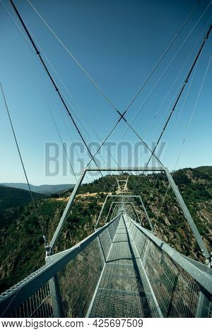 Suspension bridge Arouca 516 in the municipality of Arouca, Nord of Portugal.