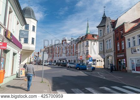 Swiebodzin, Poland - June 1, 2021: Glogowska Street In City Center Of Swiebodzin.