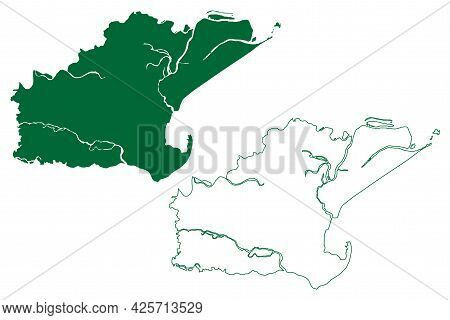 Kendrapara District (odisha State, Republic Of India) Map Vector Illustration, Scribble Sketch Kendr