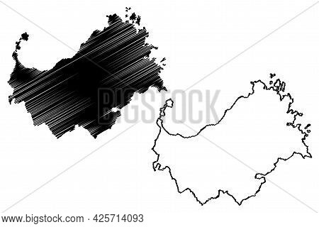 Sassari Province (italy, Italian Republic, Sardinia Region) Map Vector Illustration, Scribble Sketch