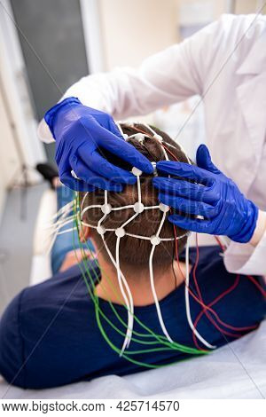 Patient Brain Testing Using Encephalography At Medical Center
