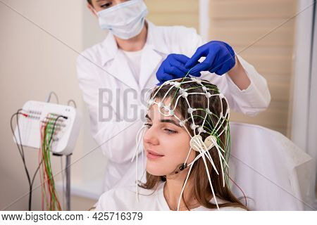 Patient Brain Testing Using Encephalography At Medical Center