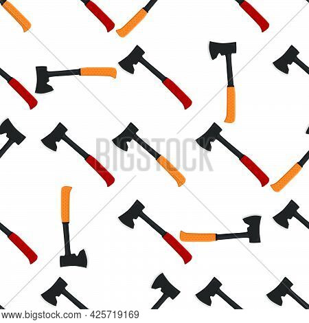 Illustration On Theme Pattern Steel Axes With Wooden Handle