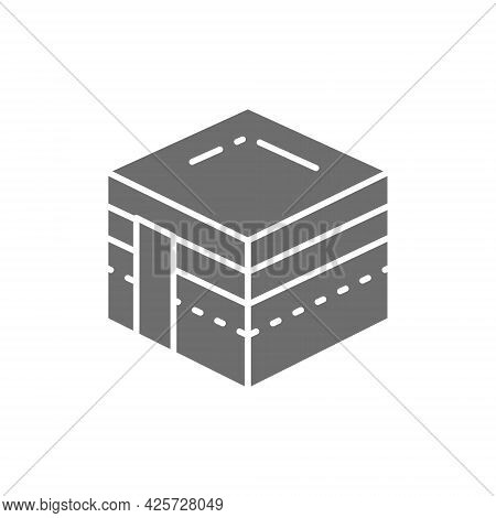 Mecca, Religious Building Of Hejaz, Landmark Of Saudi Arabia Gray Icon.