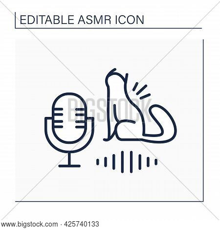 Asmr Line Icon. Calming Sound. Recording Of Cat Purring. Internet Trend Concept. Isolated Vector Ill