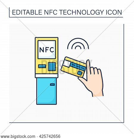 Nfc Color Icon. Safety Payment System On Mobile Phone. Paying Bills. Bank Terminal. Near Field Commu