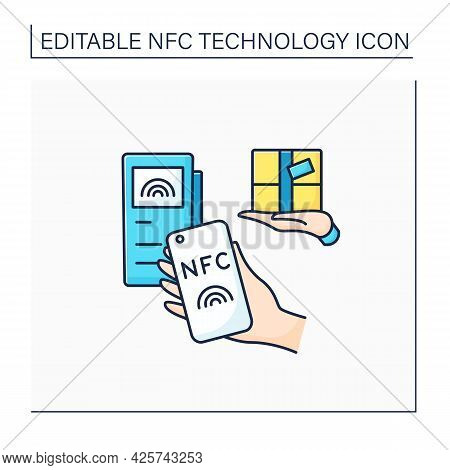 Nfc Color Icon. Safety Delivery Payment System On Mobile Phone.parcel Delivery. Near Field Communica