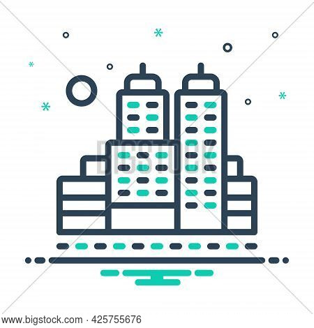 Mix Icon For City Town Suburb Faubourg Building Cityscape Architecture