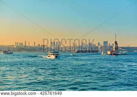 Maiden's Tower In The Bosphorus Strait. One Of The Symbols Of The City Of Istanbul. Istanbul, Turkey