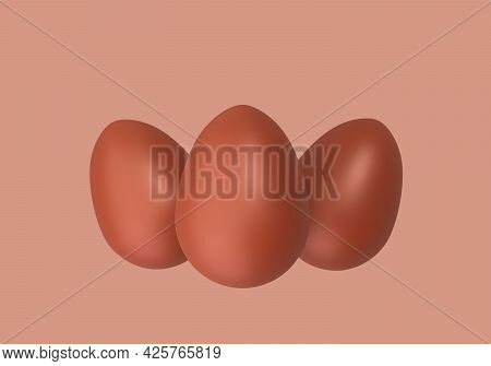 Three Chocolate Easter Eggs, Sweet Eastertime, 3d Illustration