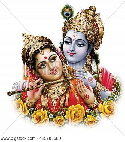 God Radhakrishna, Indian Lord Krishna, Indian Mythological Image Of Radhakrishna