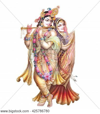 God Radhakrishna, Indian Lord Krishna, Indian Mythological Image Of Radhakrishna