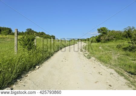 Road Through The Karalez Valley, Crimea, Russia. Summer Mountain Landscape.