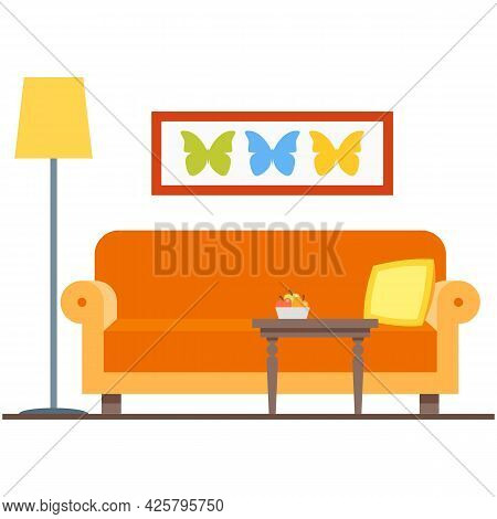 Living Room Design Interior Vector Isolated On White