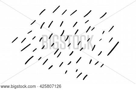 Geometric Doodles In Black Linart, Isolated On A White Background. Soft Dashes
