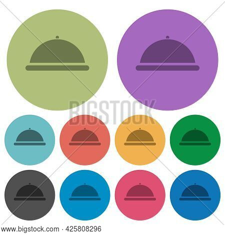 Food Tray Darker Flat Icons On Color Round Background