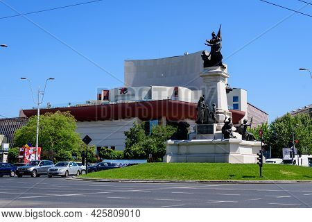 Bucharest, Romania - 9 May 2021: The National Theatre (teatrul National) Near The University Square 