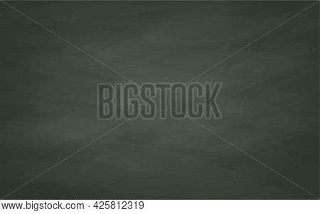 Dark Black Blackboard With Chalk Marks And Water Marks. Realistic Vector Chalk Board Texture. Educat