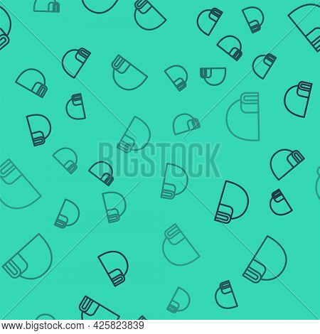 Black Line Igloo Ice House Icon Isolated Seamless Pattern On Green Background. Snow Home, Eskimo Dom