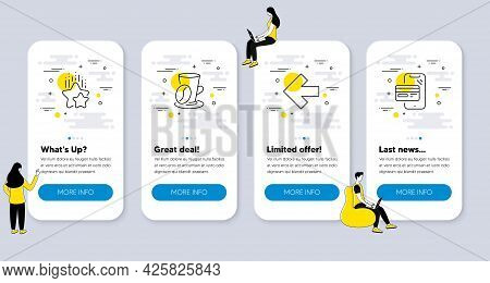 Set Of Business Icons, Such As Left Arrow, Ranking Stars, Coffee Cup Icons. Ui Phone App Screens Wit