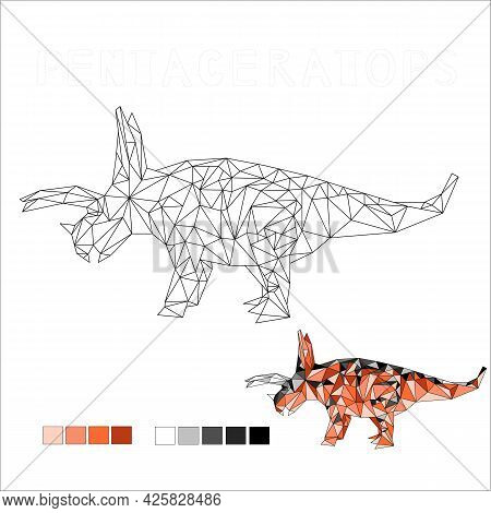 Pentaceratops Dinosaur Coloring Vector Art Illustration Painting